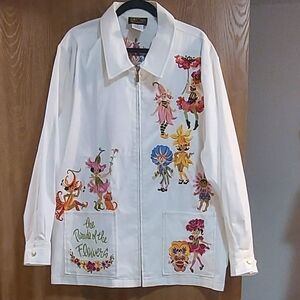 Bob Mackie Wearable Art "Parade of Flowers" Zip-Front Jacket